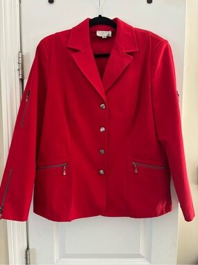 St John Sport Vintage Red Blazer Jacket Zip details Branded buttons &pulls Large